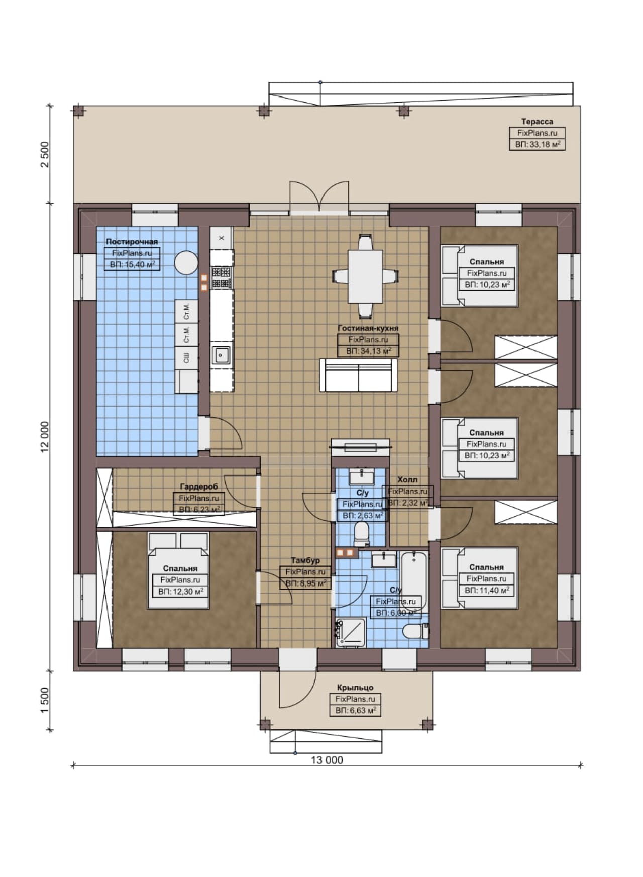 Планировка Одноэтажный дом F-4256