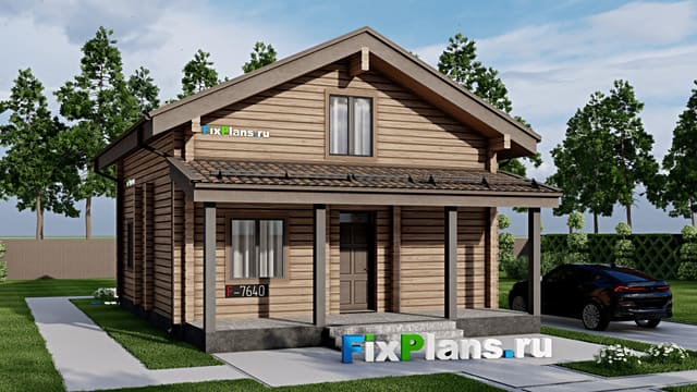 Одноэтажный дом с мансардой  F-7640