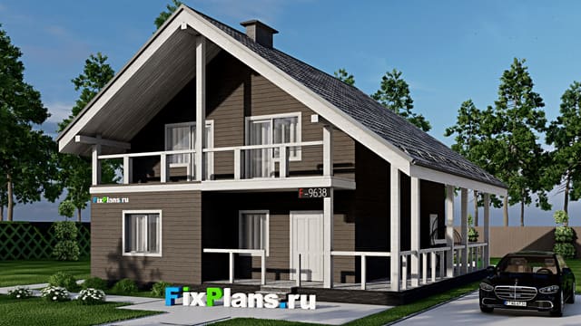 Одноэтажный дом с мансардой  F-9638