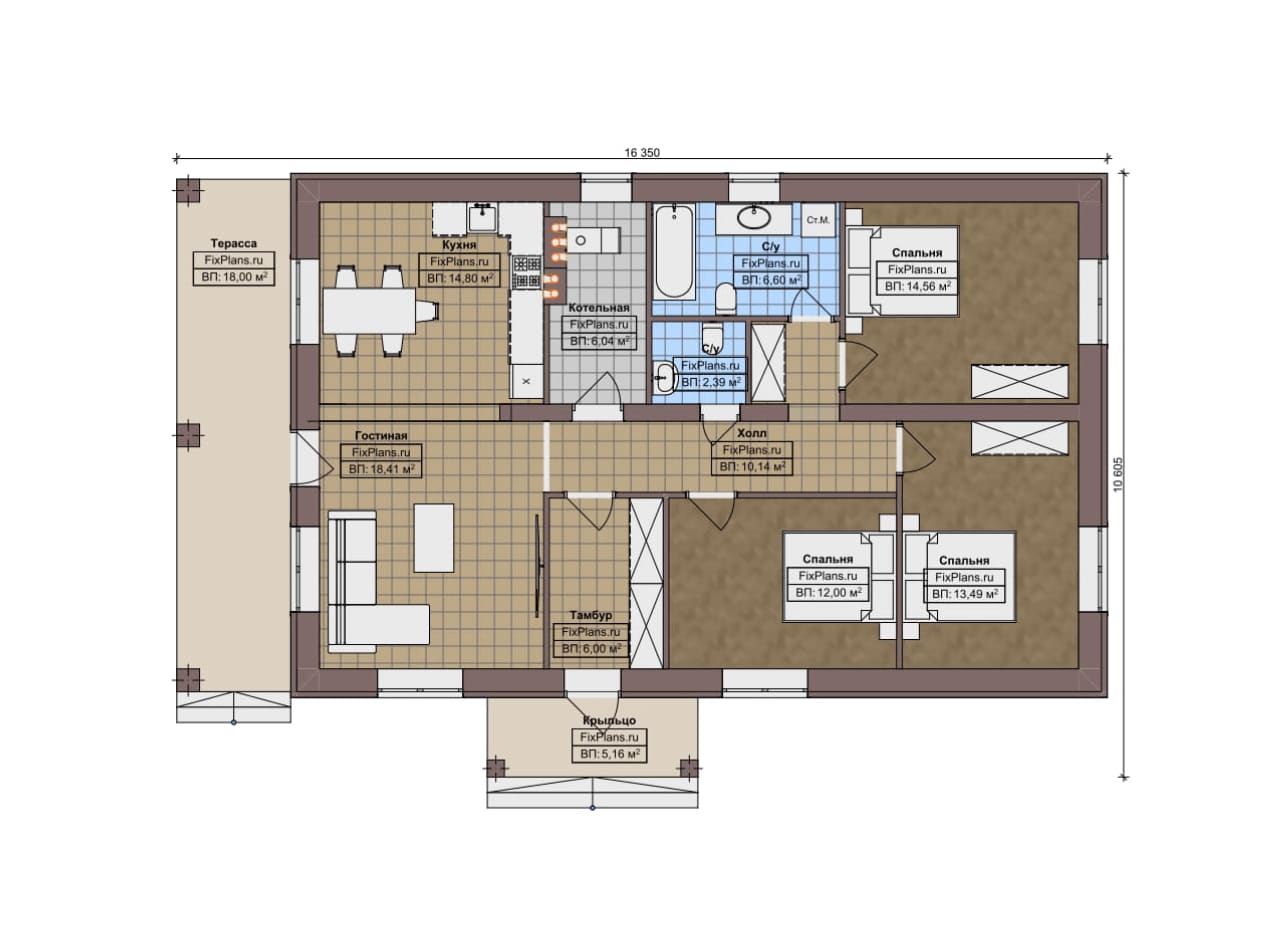 Планировка Одноэтажный дом F-10457