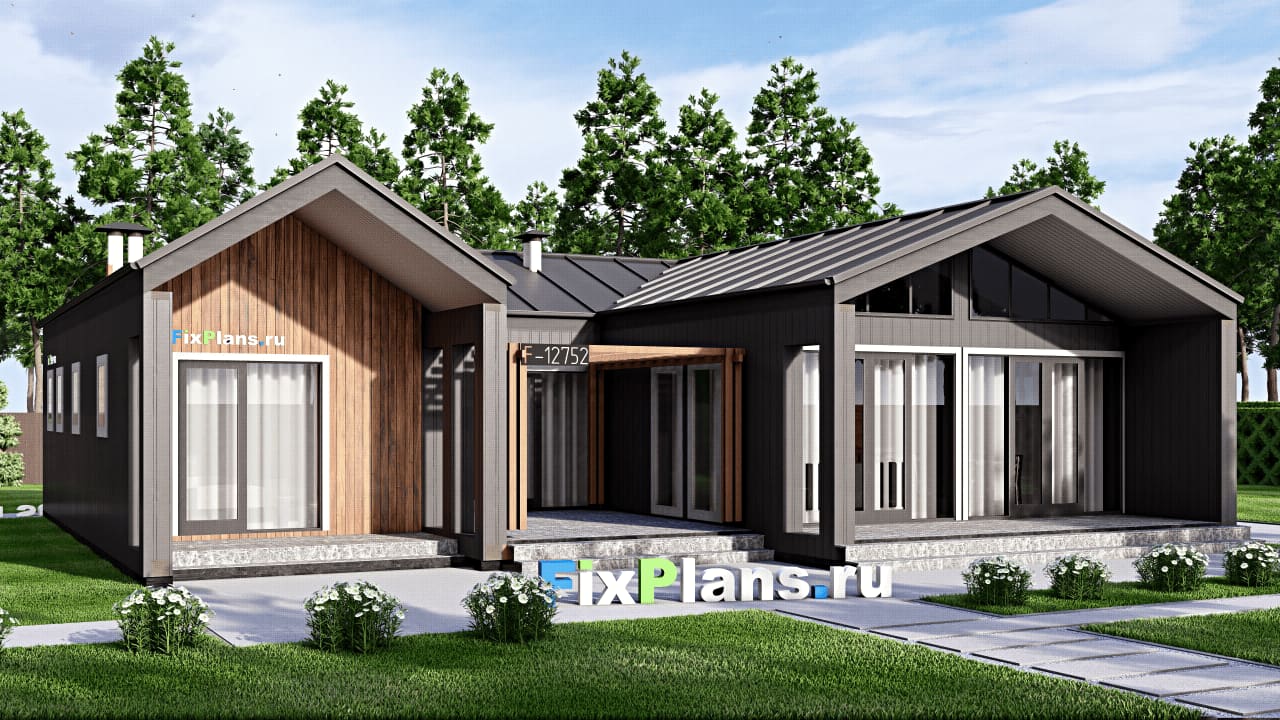 Одноэтажный дом F-12752 — фасад