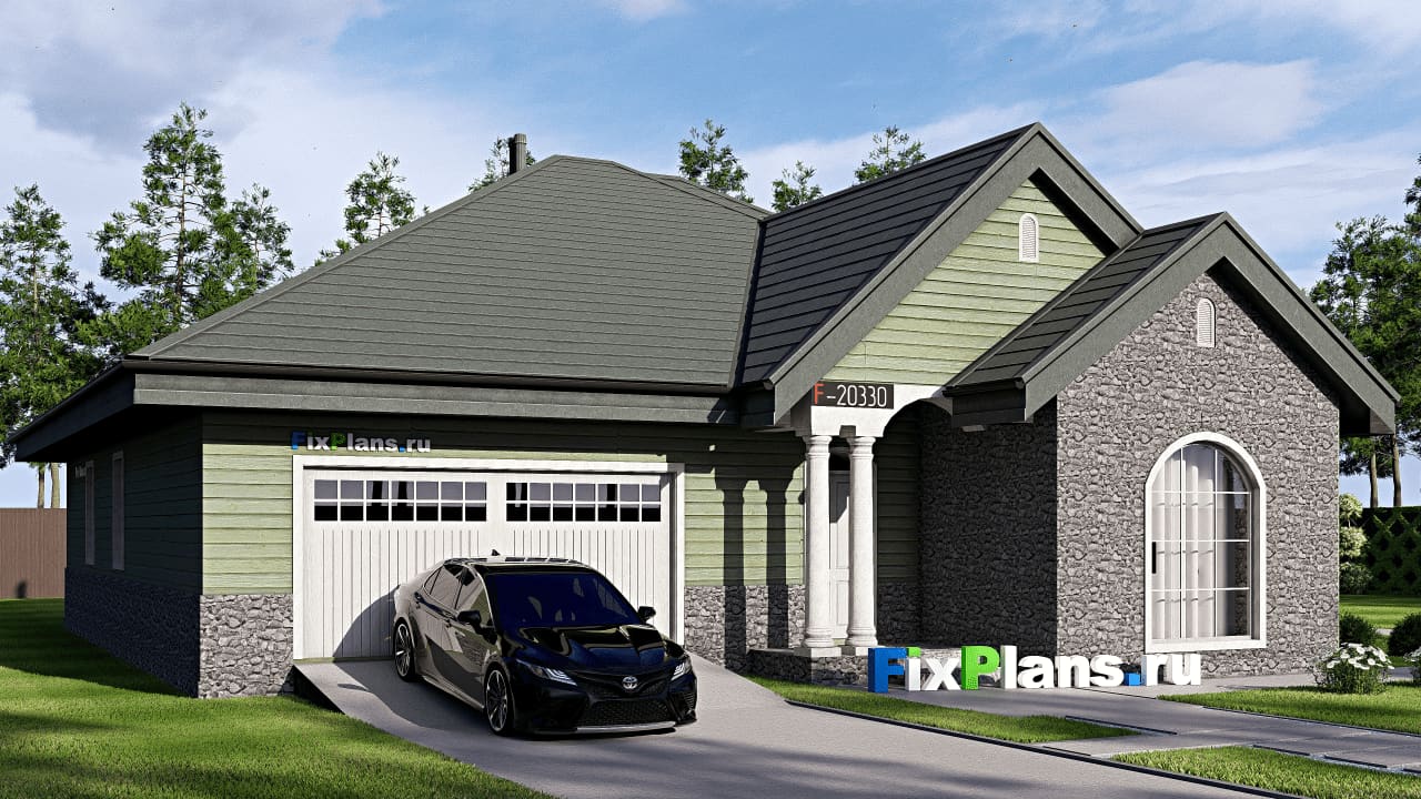 Одноэтажный дом F-20330 — фасад