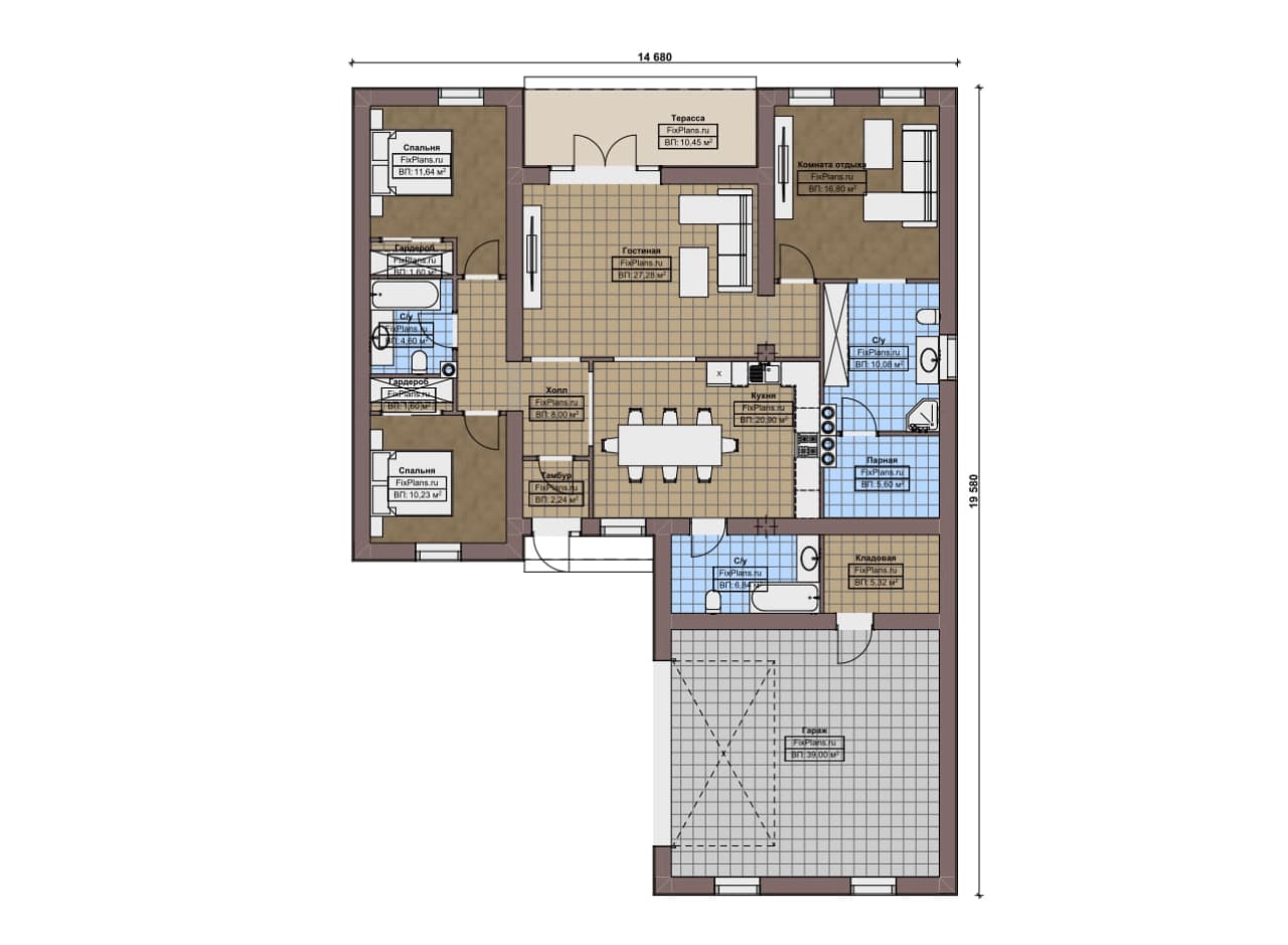 Планировка Одноэтажный дом F-16757