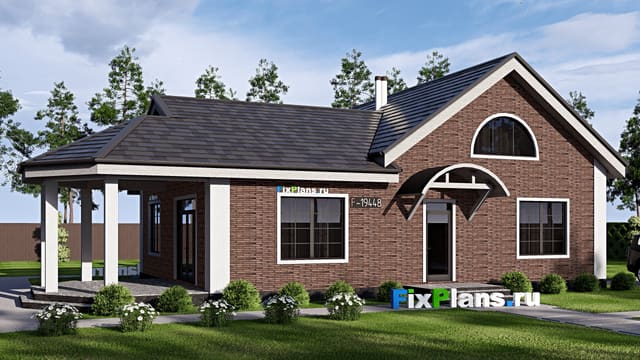Одноэтажный дом с мансардой  F-19448
