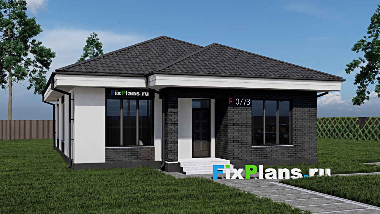 Одноэтажный дом F - 0773 — фасад
